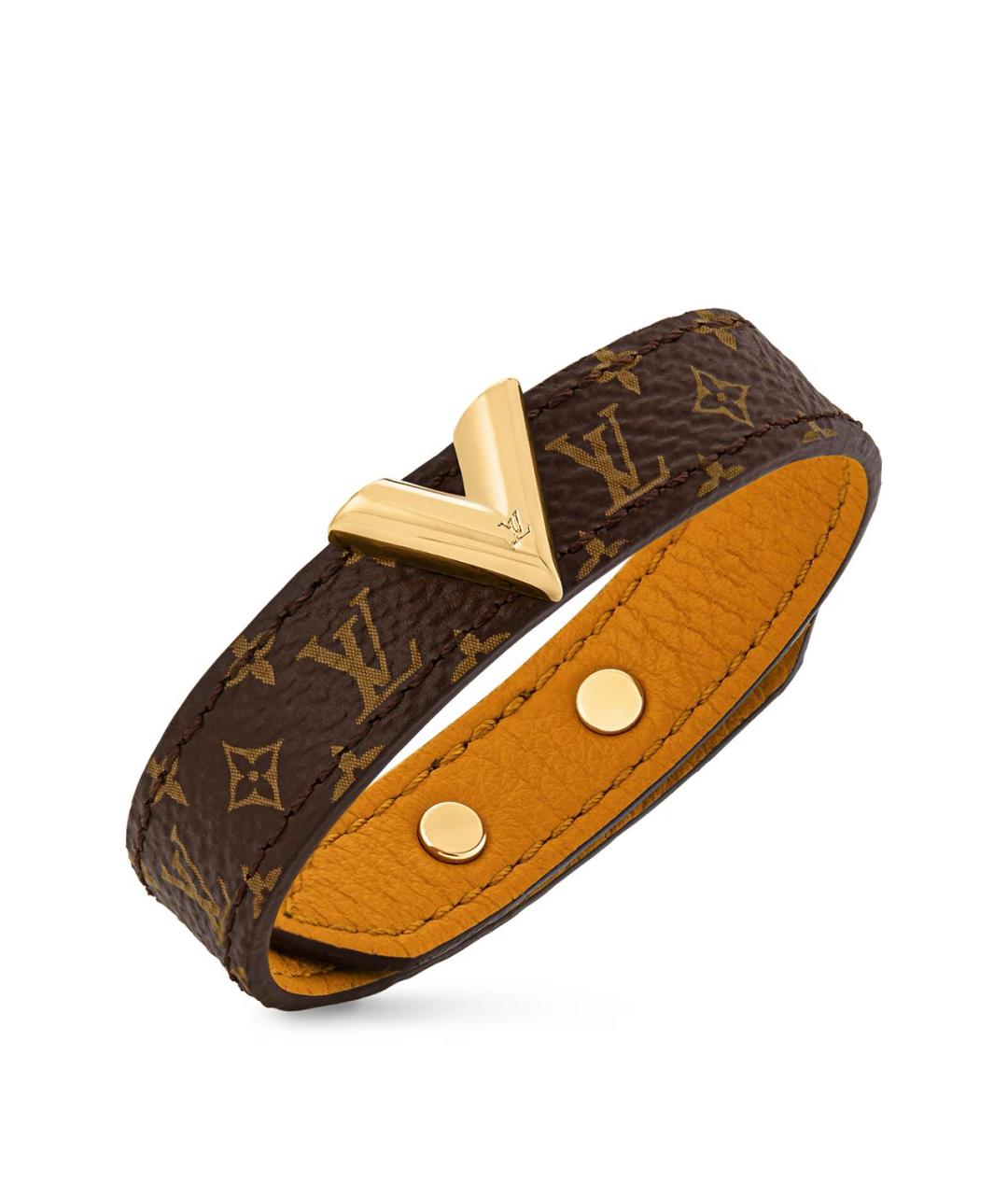 LOUIS VUITTON Коричневый кожаный браслет, фото 2