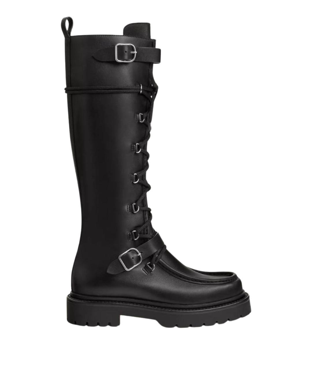 HERMES Черные кожаные сапоги, фото 1