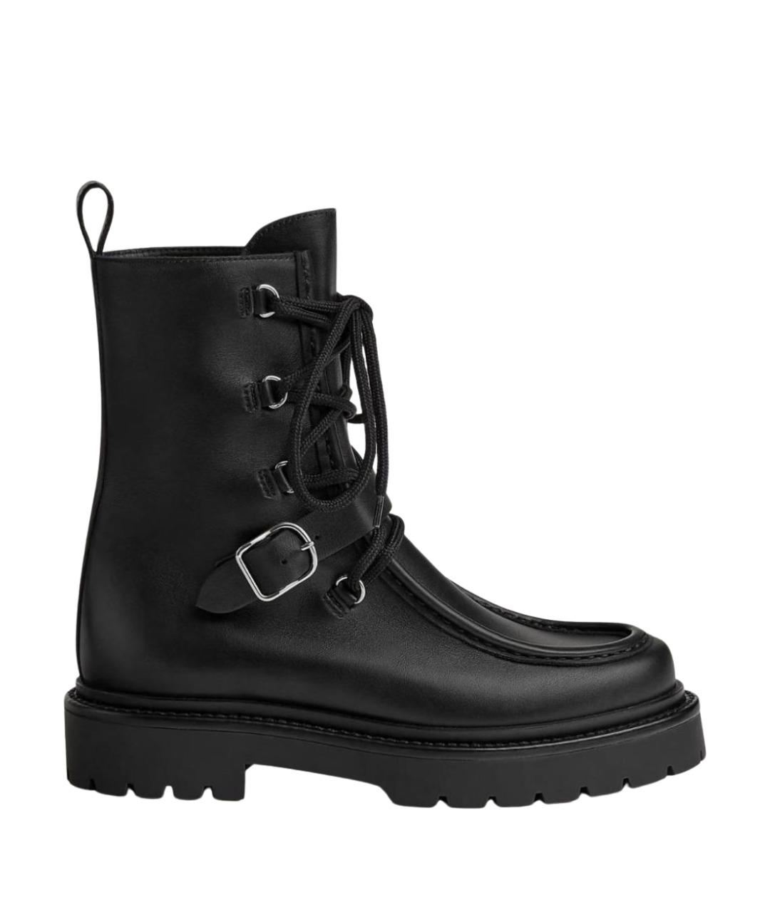 HERMES Черные кожаные ботинки, фото 1