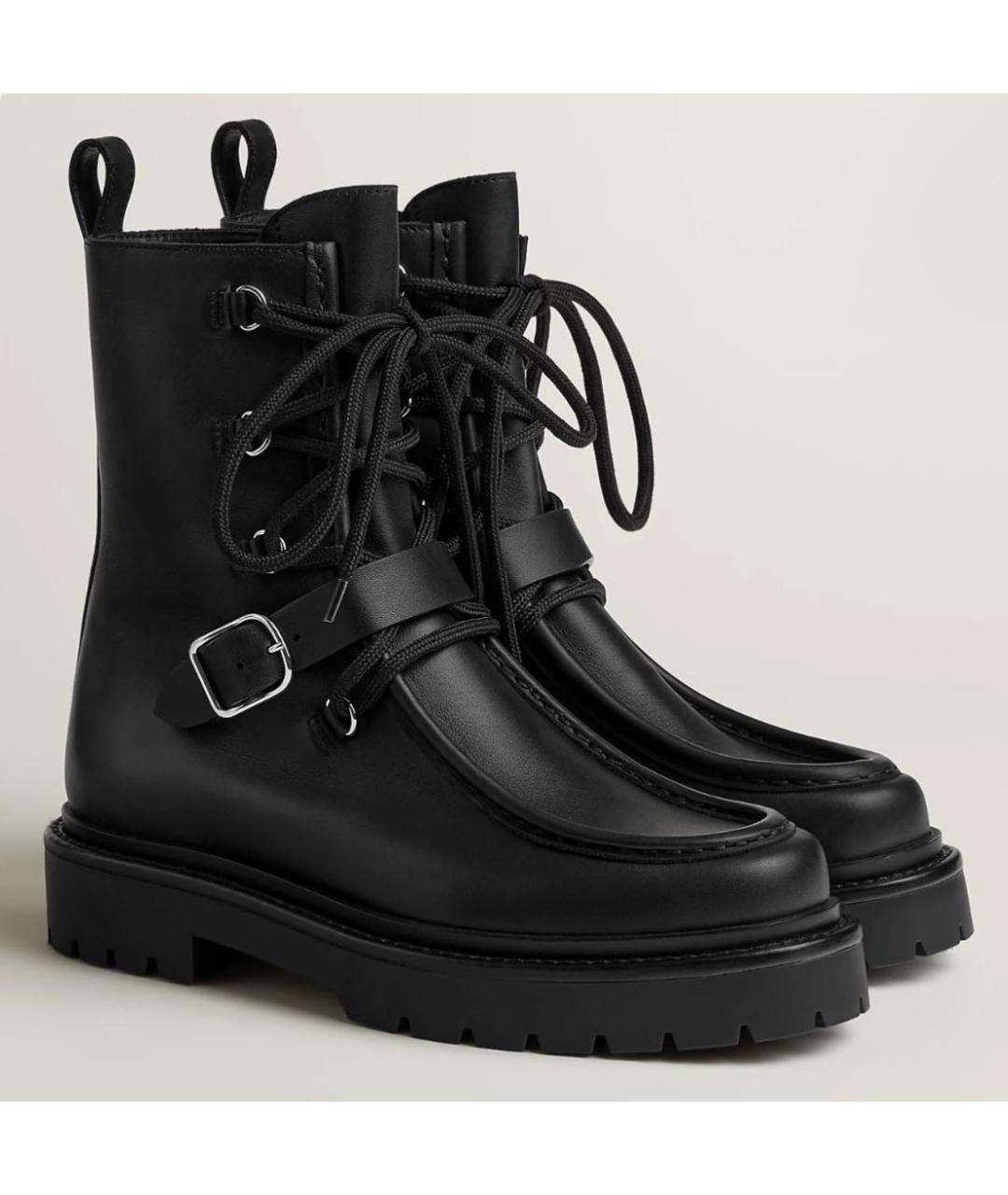 HERMES Черные кожаные ботинки, фото 4