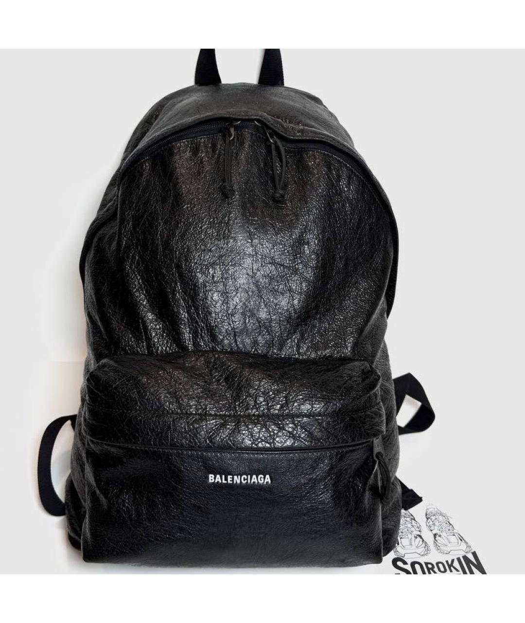 BALENCIAGA Черный кожаный рюкзак, фото 2
