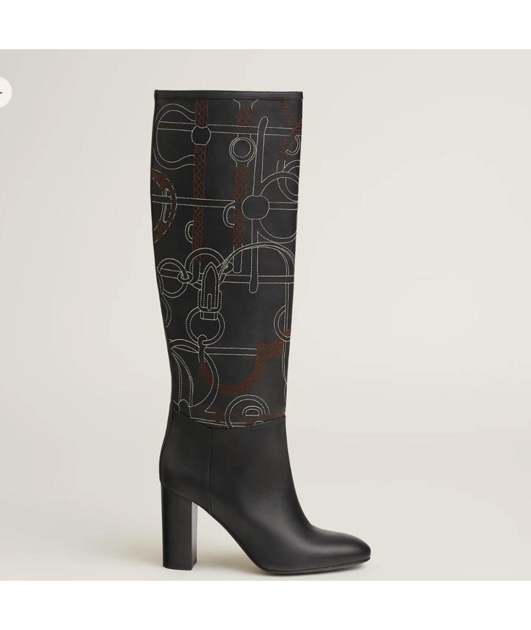 HERMES Черные кожаные сапоги, фото 7