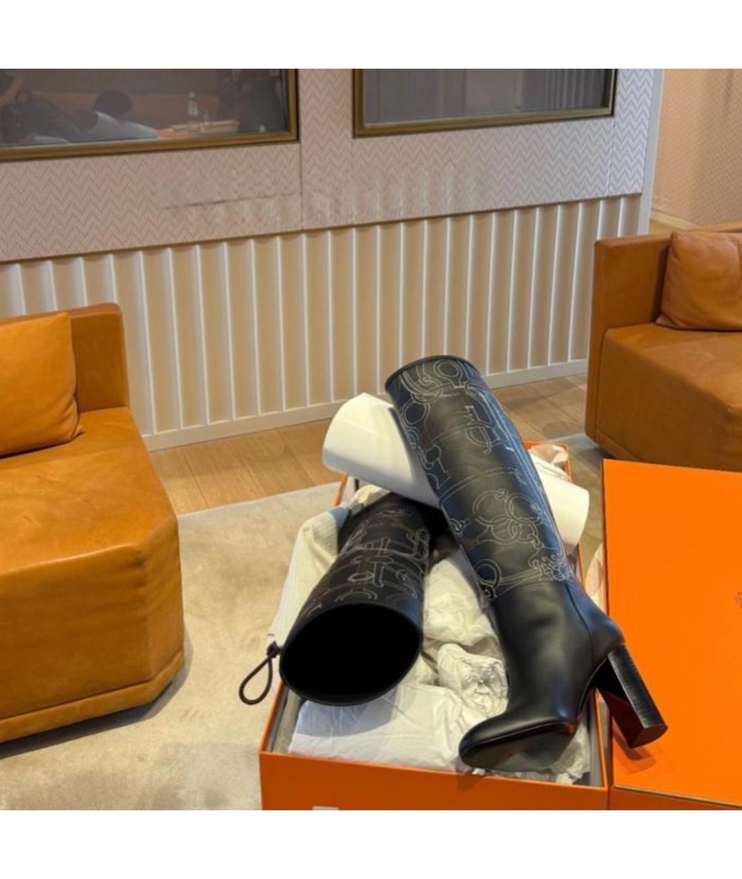 HERMES Черные кожаные сапоги, фото 6