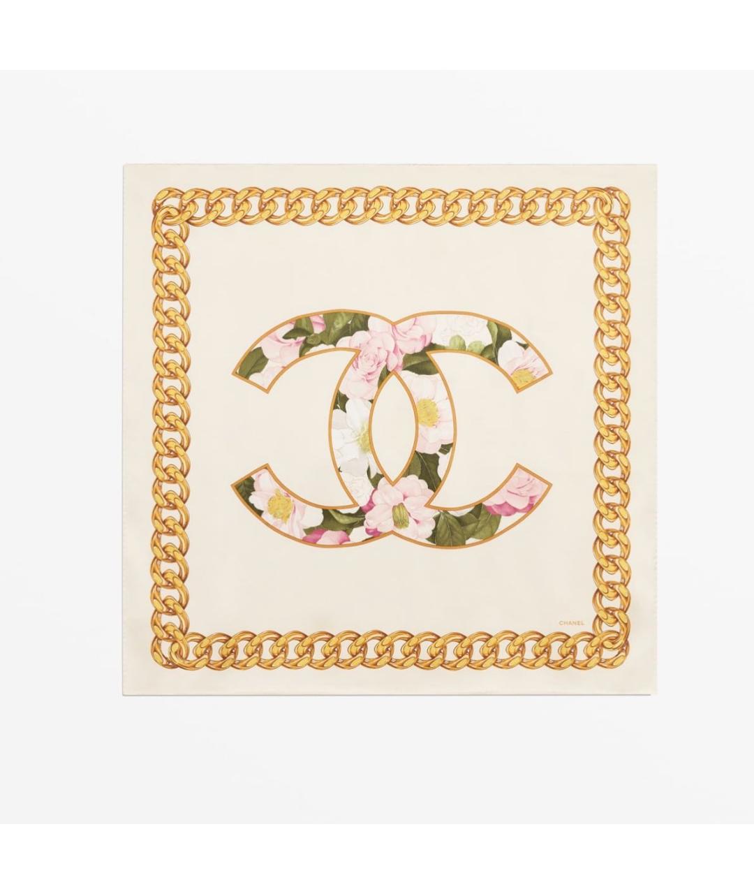 CHANEL Белый шелковый платок, фото 7