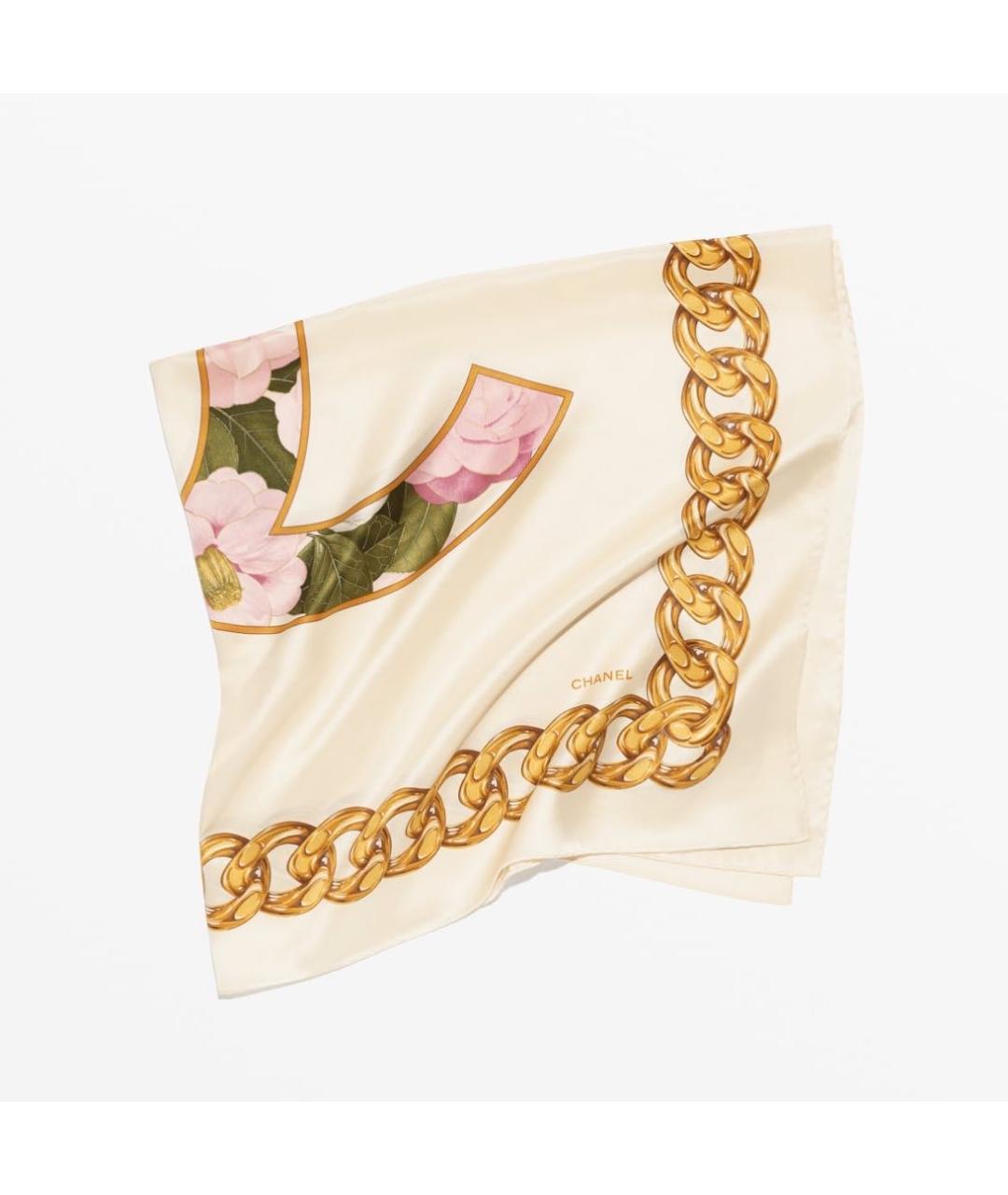 CHANEL Белый шелковый платок, фото 4