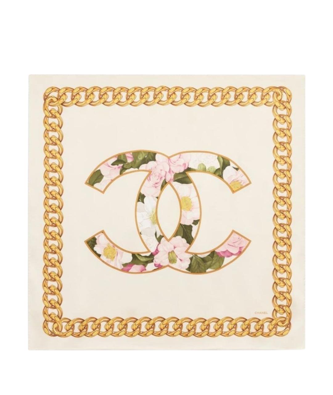 CHANEL Белый шелковый платок, фото 1