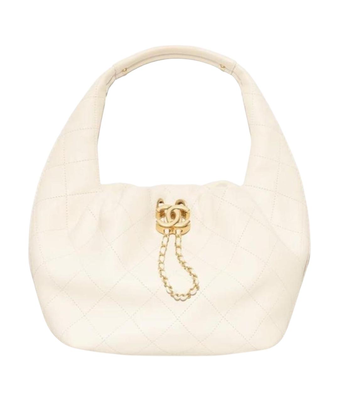 CHANEL Бежевая кожаная сумка с короткими ручками, фото 1