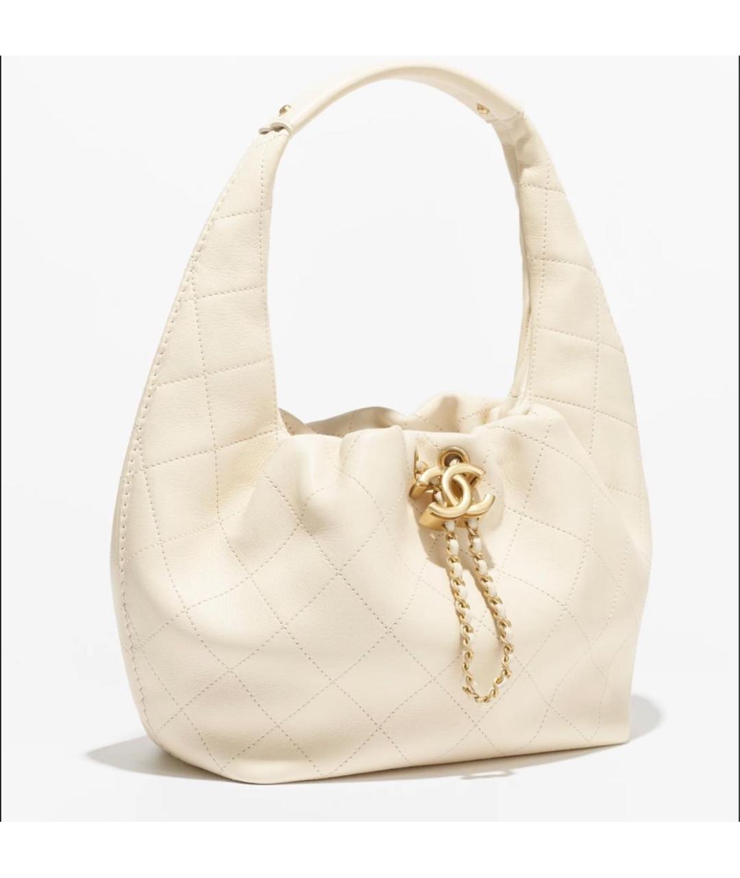 CHANEL Бежевая кожаная сумка с короткими ручками, фото 2