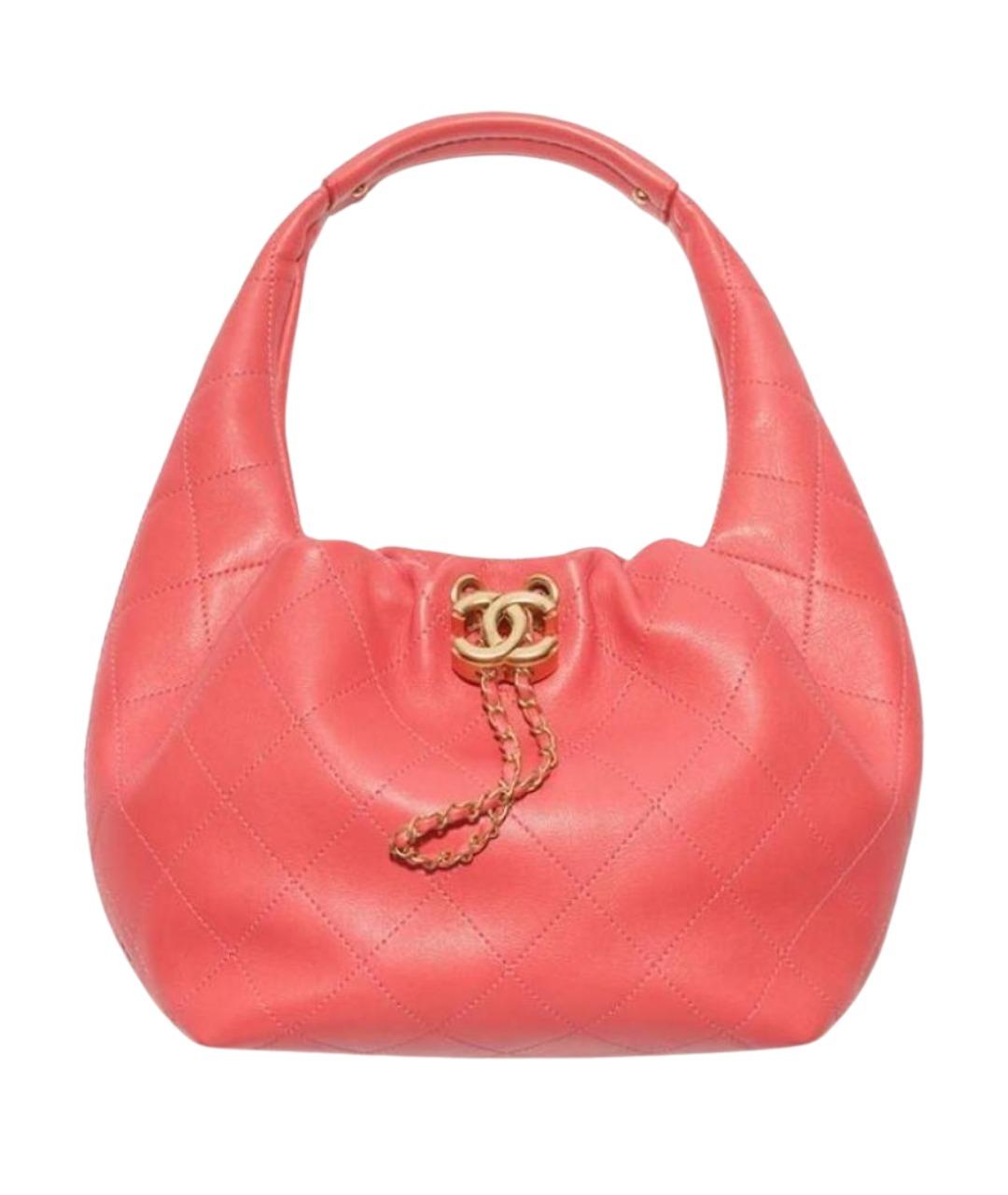 CHANEL Коралловая кожаная сумка с короткими ручками, фото 1