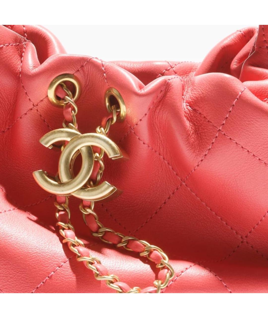 CHANEL Коралловая кожаная сумка с короткими ручками, фото 4