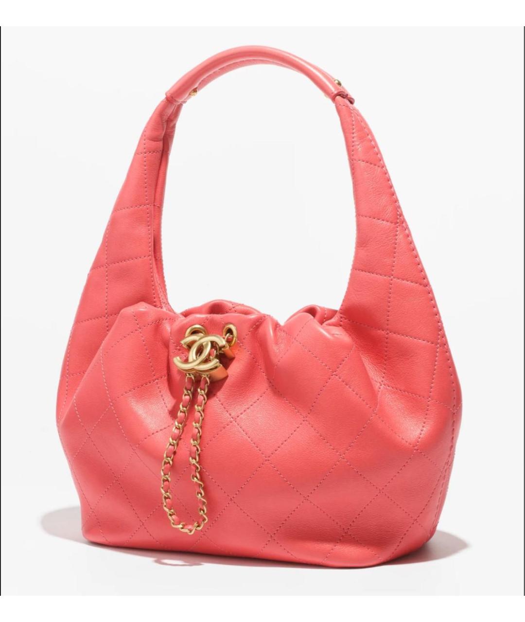 CHANEL Коралловая кожаная сумка с короткими ручками, фото 2