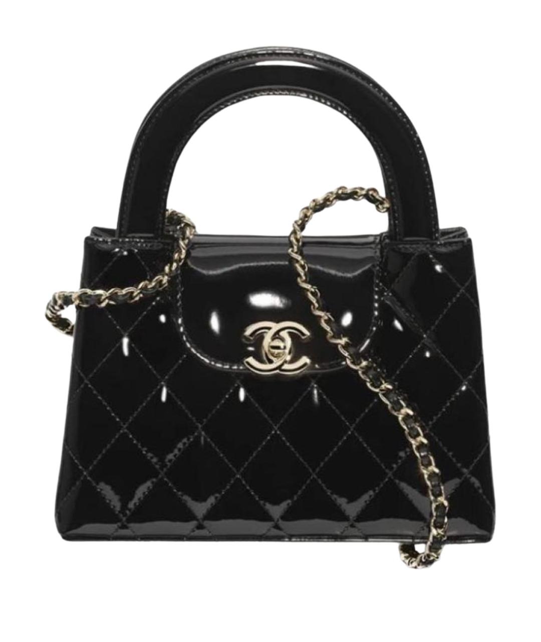 CHANEL Черная сумка с короткими ручками из лакированной кожи, фото 1