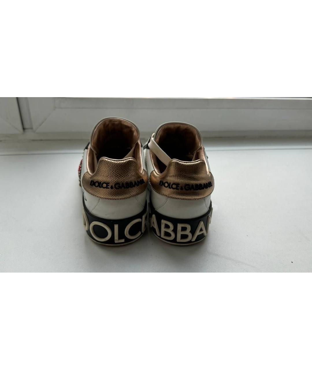 DOLCE&GABBANA Белые кожаные кеды, фото 3