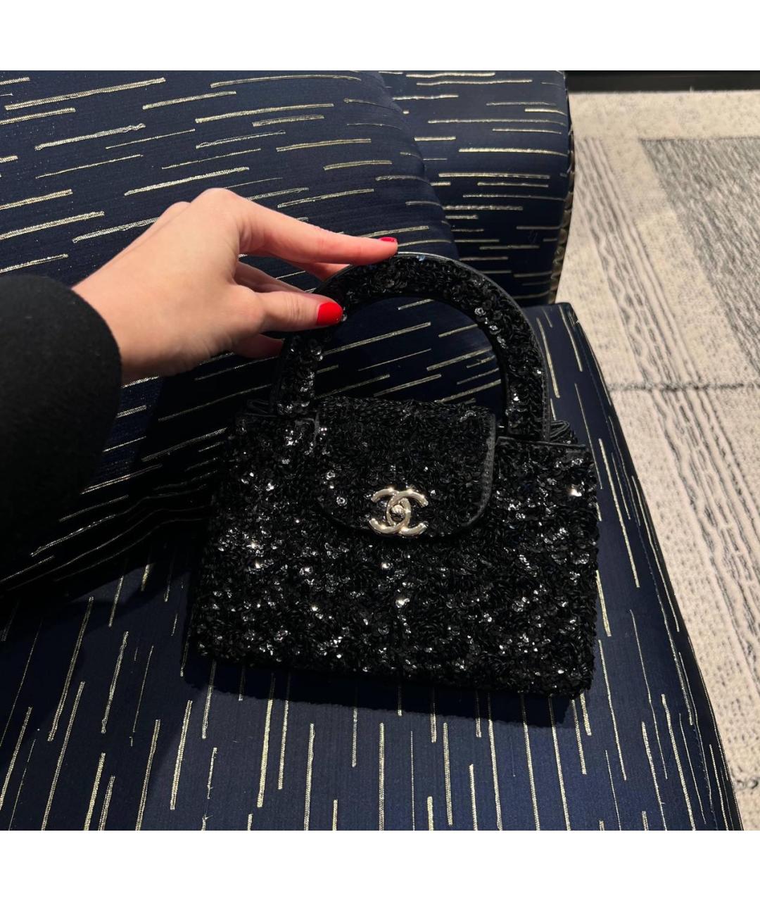 CHANEL Черная тканевая сумка через плечо, фото 4