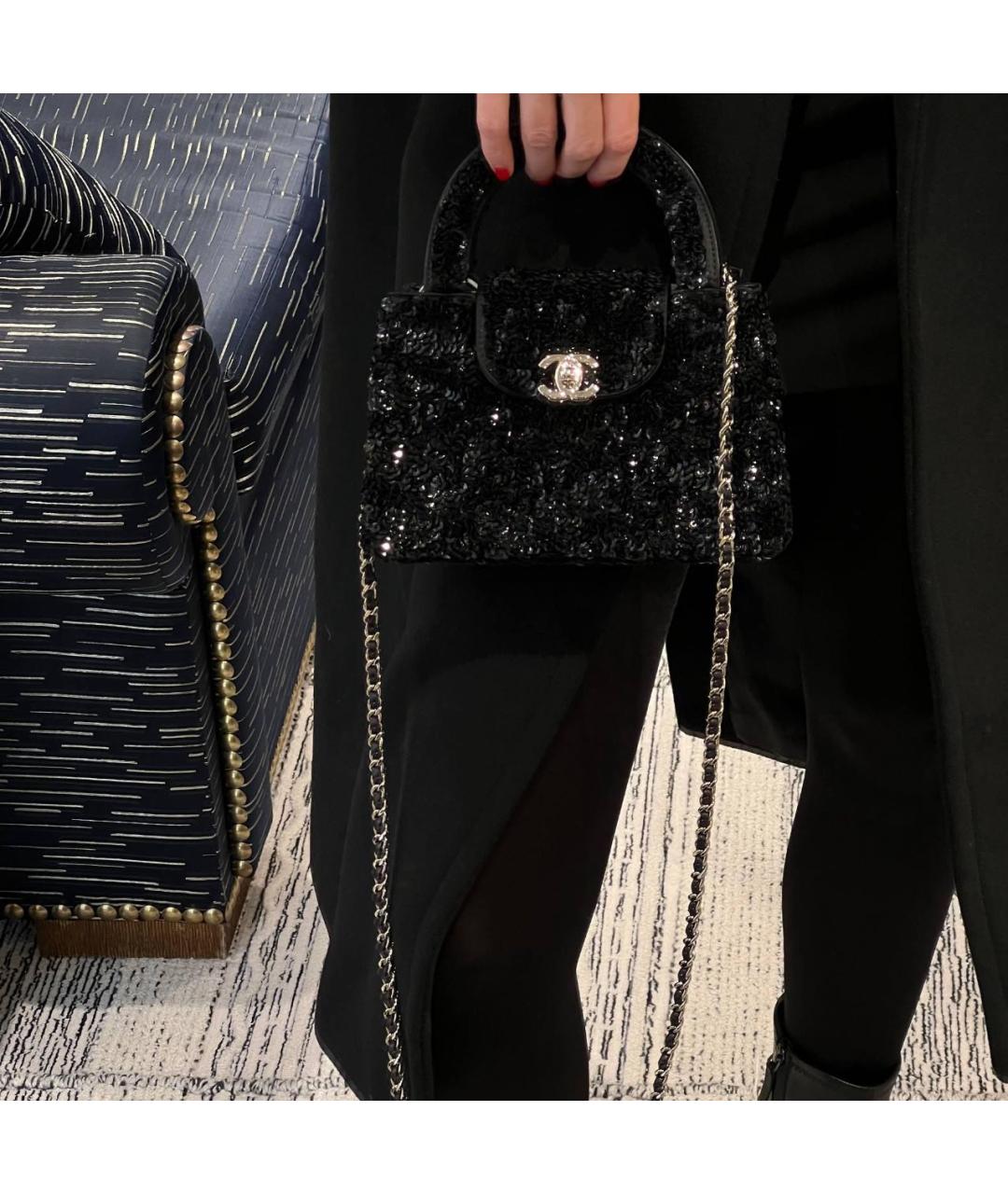 CHANEL Черная тканевая сумка через плечо, фото 3