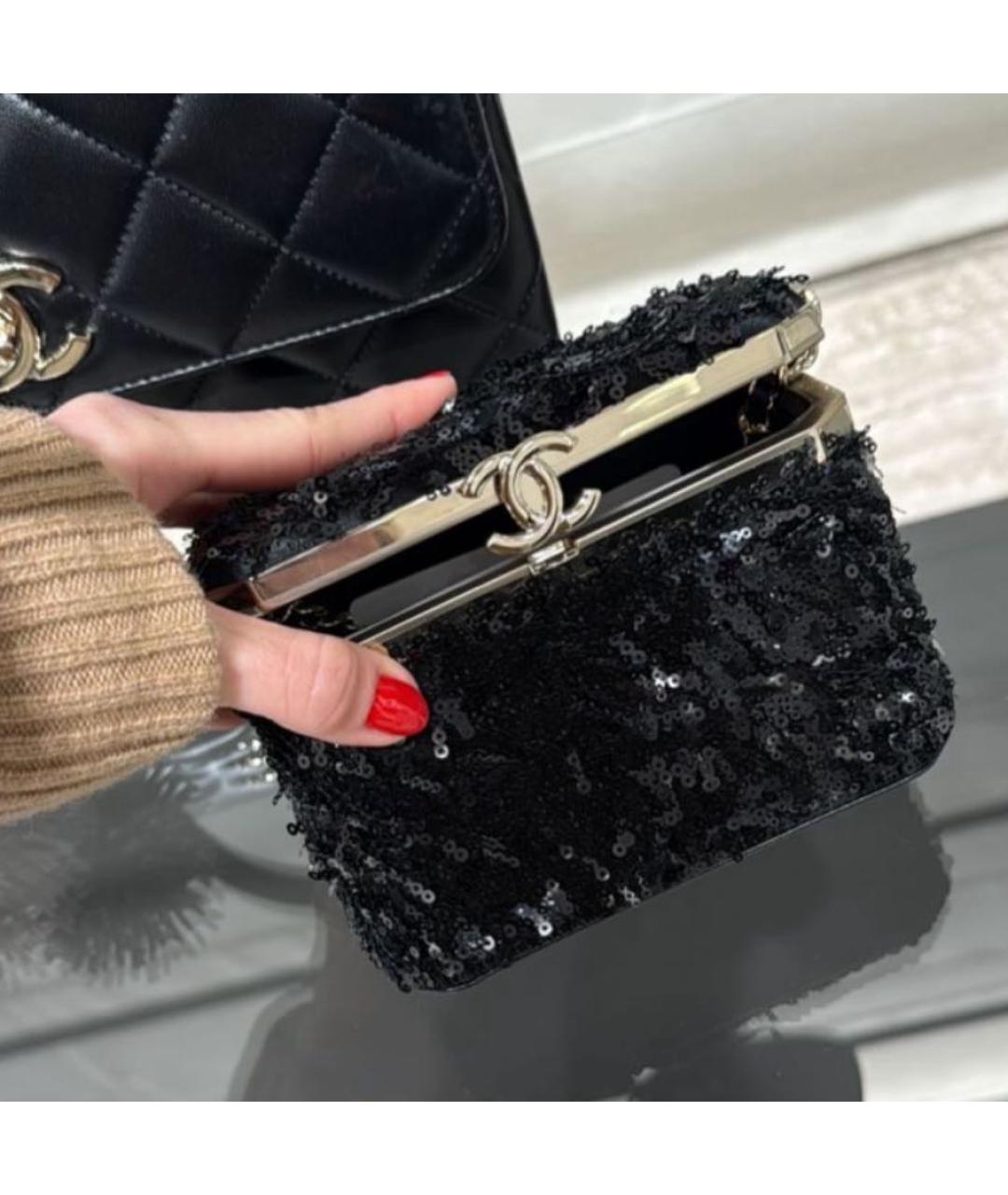 CHANEL Черная сумка с короткими ручками, фото 4