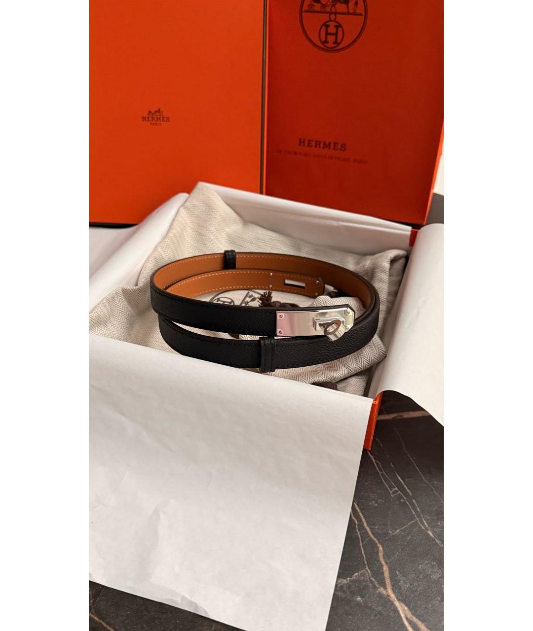 HERMES Черный кожаный ремень, фото 3