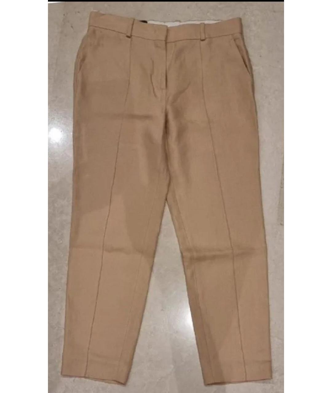 LORO PIANA Бежевые льняные бриджи, фото 7