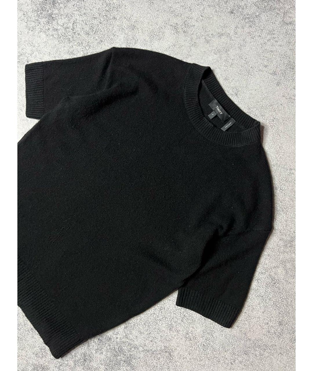 THEORY Черная кашемировая футболка, фото 3