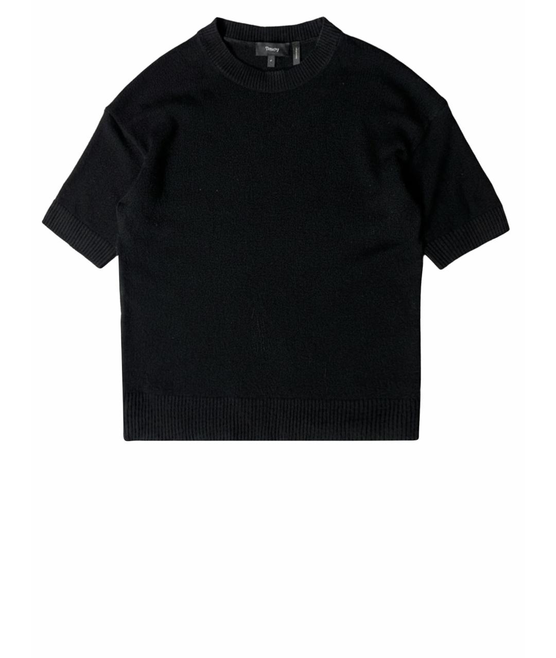 THEORY Черная кашемировая футболка, фото 1