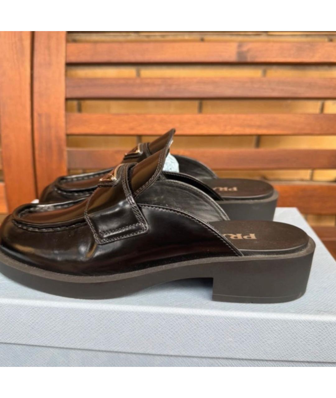 PRADA Черные кожаные сабо, фото 5
