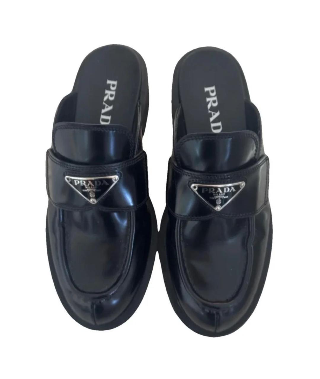 PRADA Черные кожаные сабо, фото 2