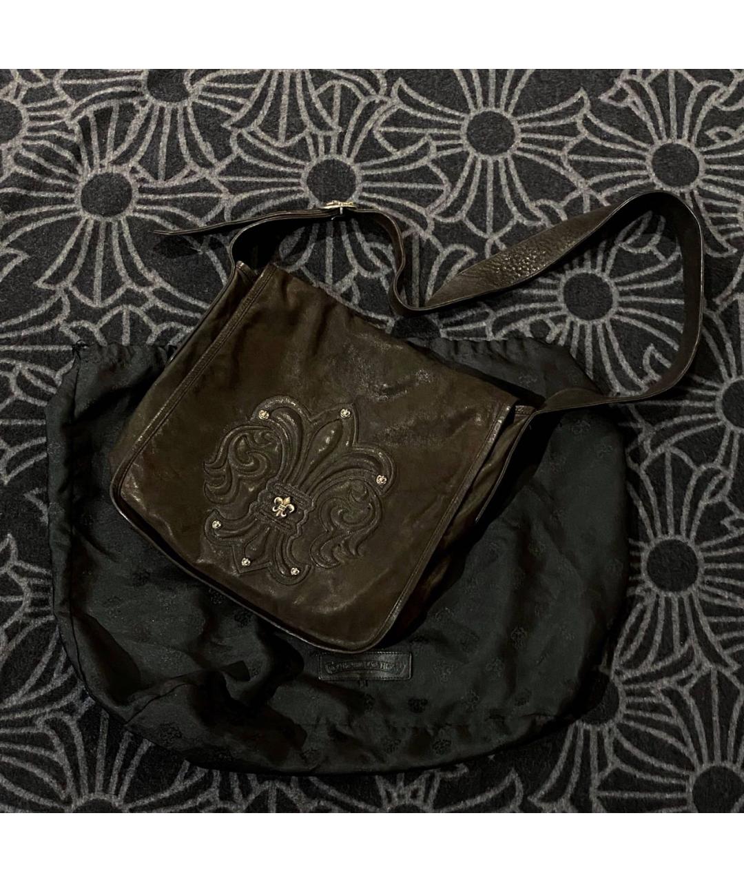 CHROME HEARTS Коричневая кожаная сумка на плечо, фото 9