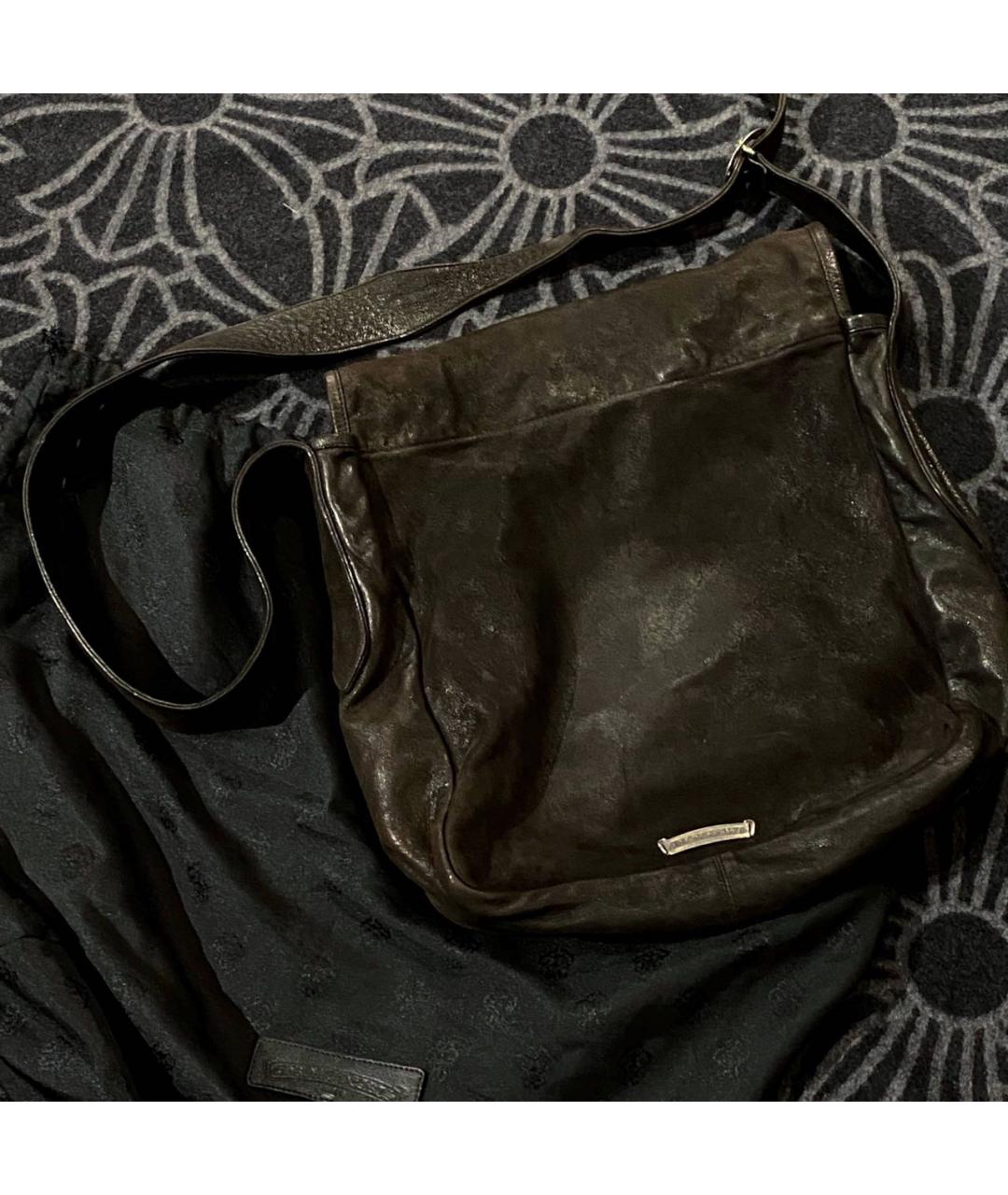 CHROME HEARTS Коричневая кожаная сумка на плечо, фото 2