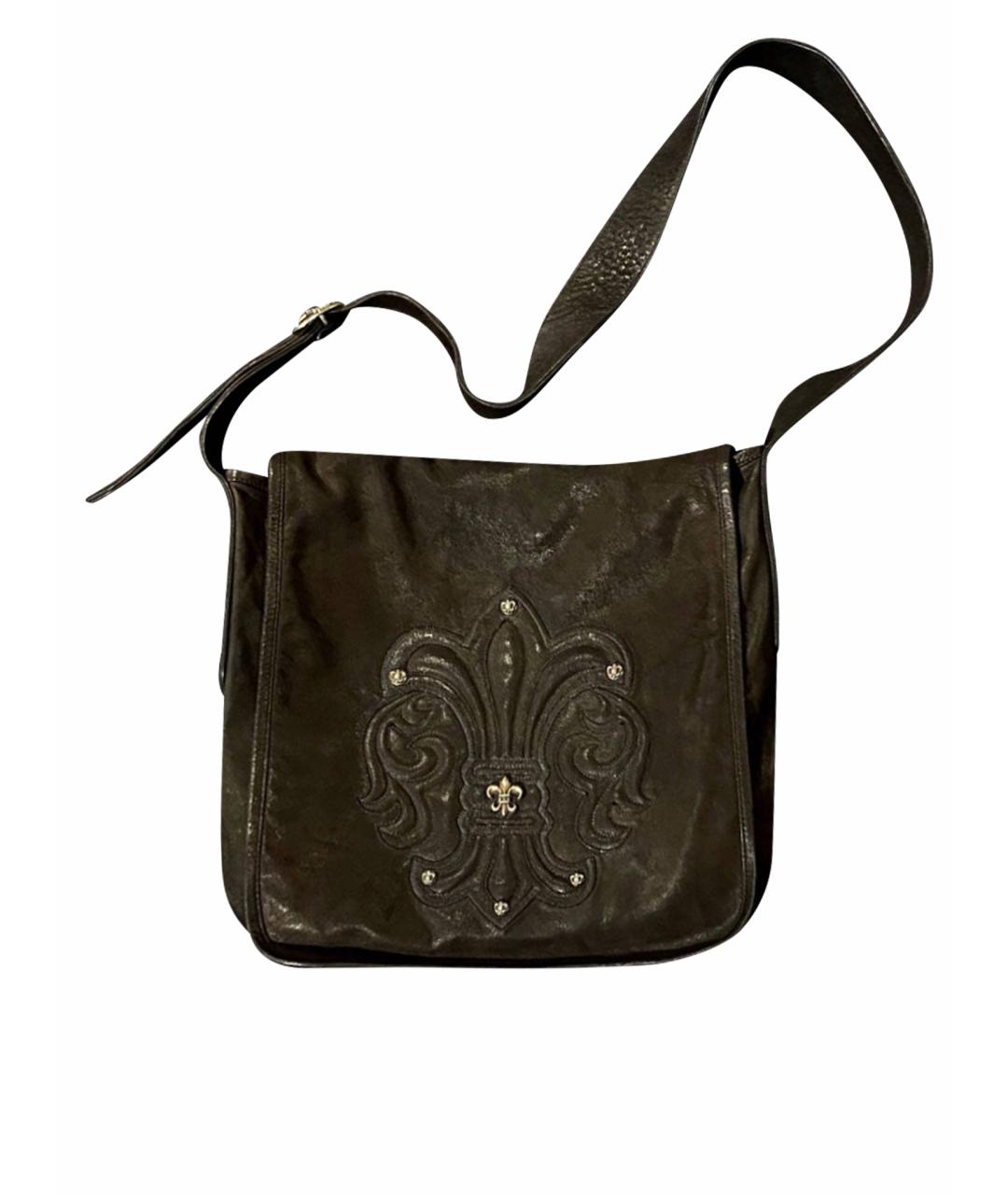 CHROME HEARTS Коричневая кожаная сумка на плечо, фото 1