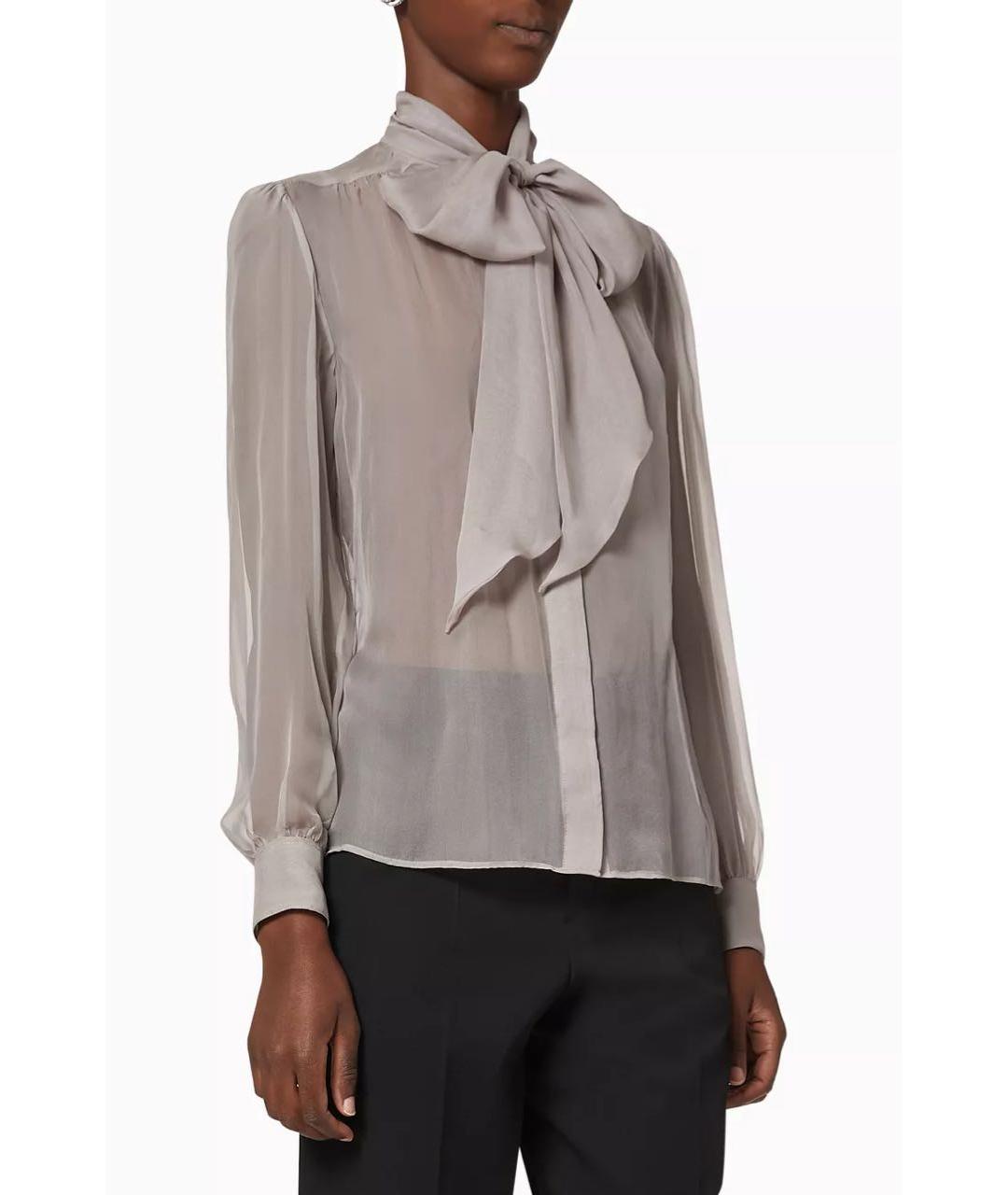 SAINT LAURENT Серая шелковая блузы, фото 3