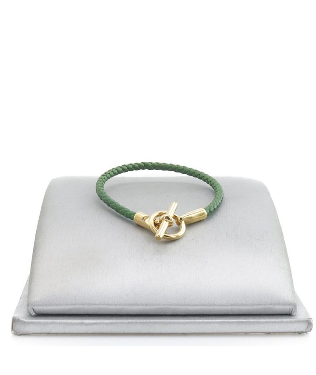 HERMES Зеленый кожаный браслет, фото 2