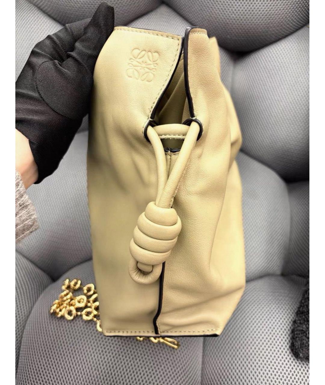 LOEWE Бежевая кожаная сумка через плечо, фото 5