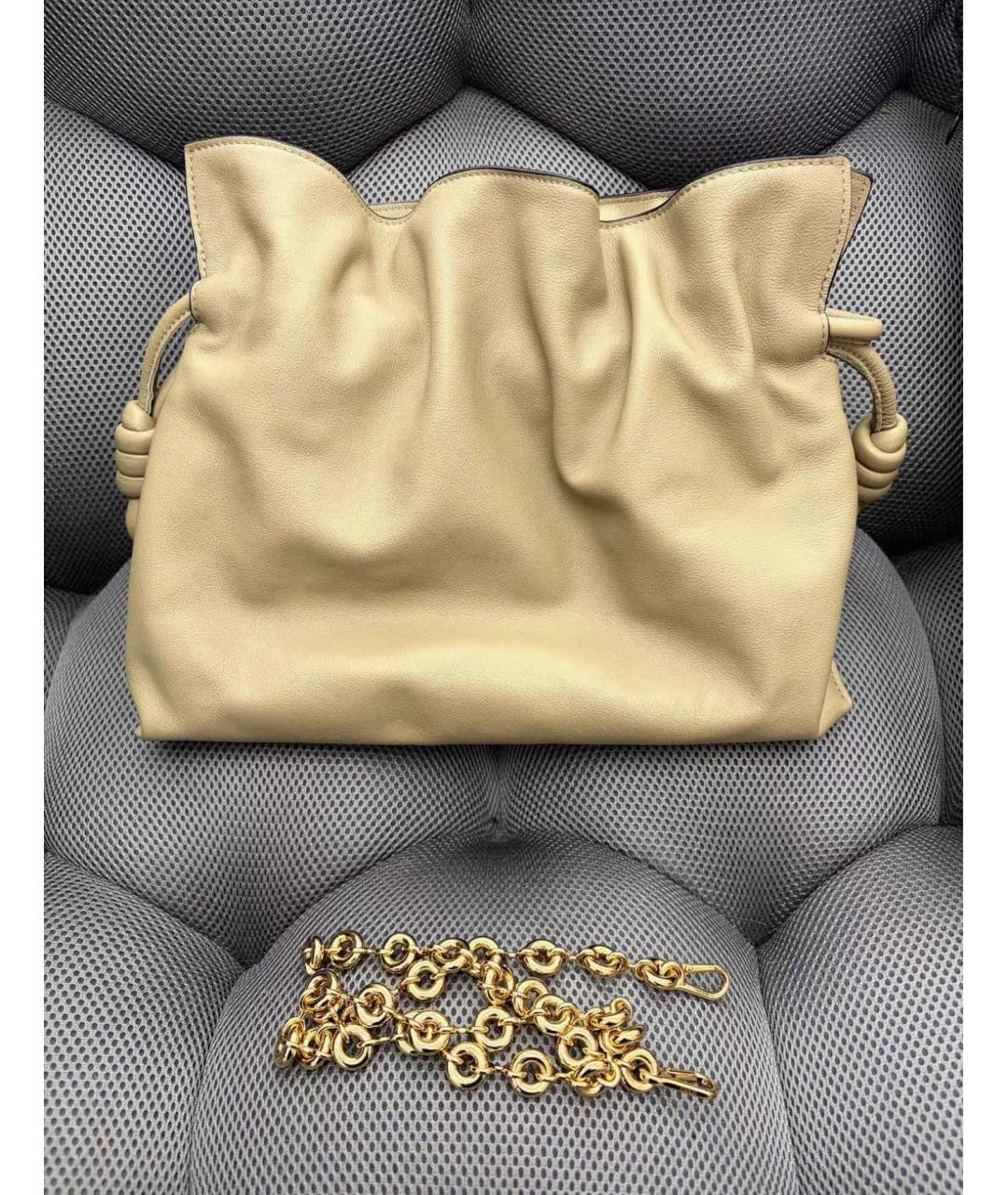 LOEWE Бежевая кожаная сумка через плечо, фото 3