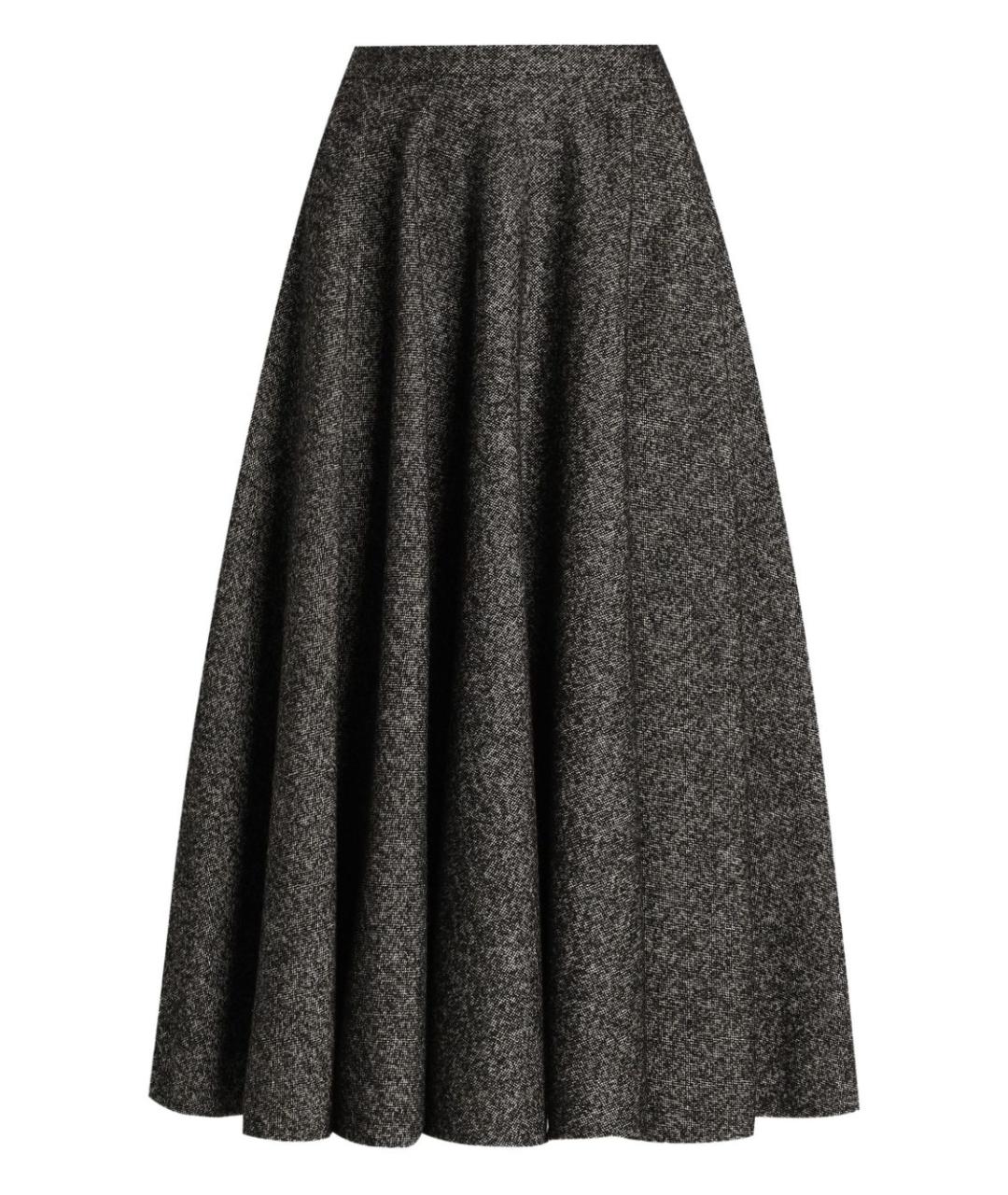 DOLCE&GABBANA Серая шерстяная юбка миди, фото 1