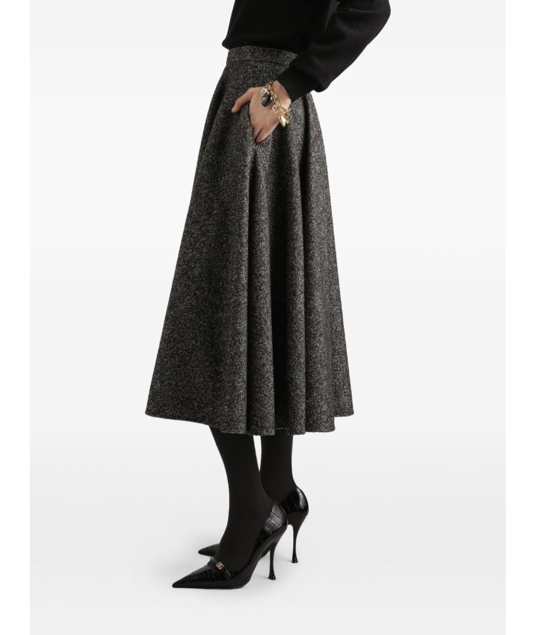 DOLCE&GABBANA Серая шерстяная юбка миди, фото 5