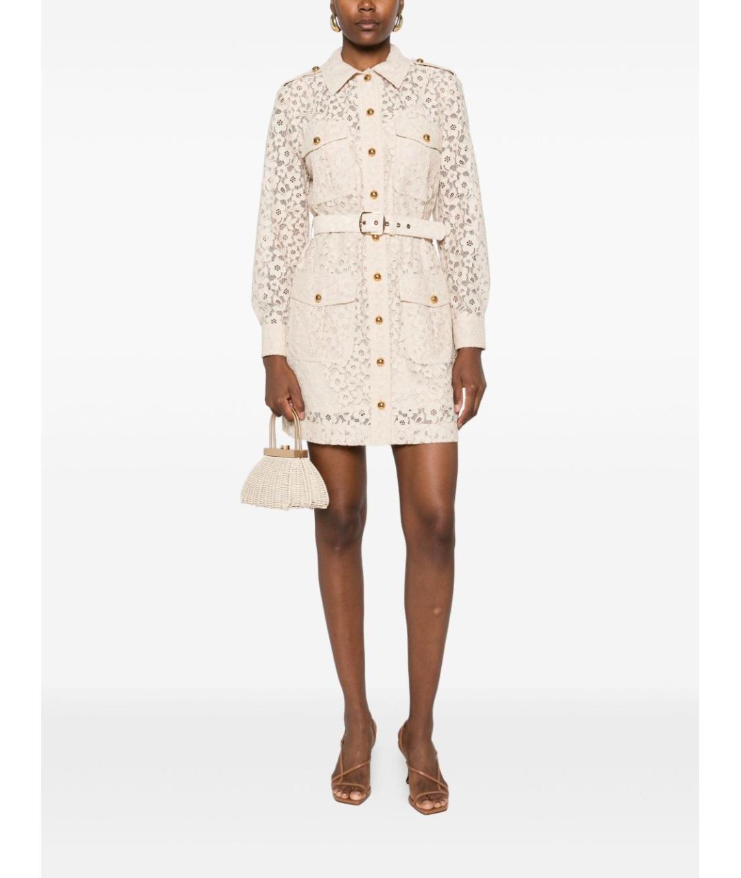 ZIMMERMANN Бежевое шелковое повседневное платье, фото 2