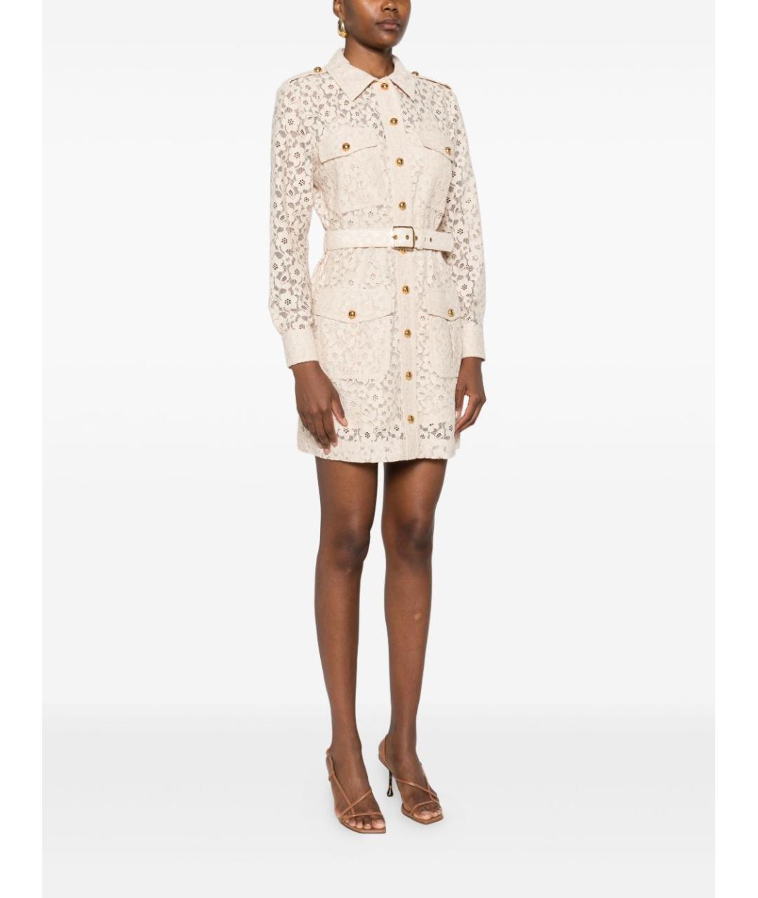 ZIMMERMANN Бежевое шелковое повседневное платье, фото 3