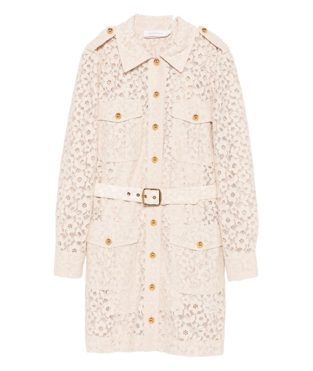 ZIMMERMANN Бежевое шелковое повседневное платье, фото 1