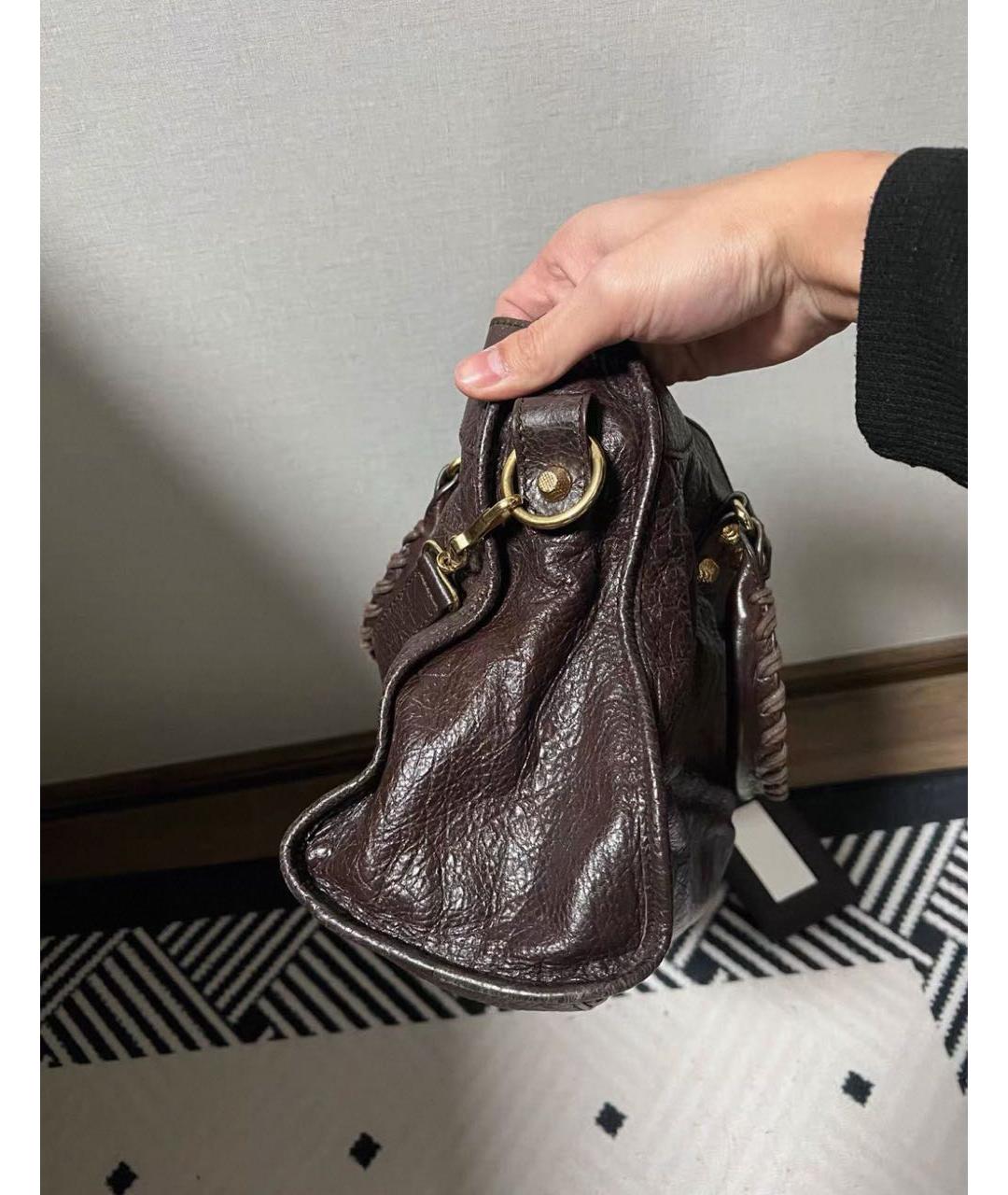 BALENCIAGA Коричневая кожаная сумка с короткими ручками, фото 7