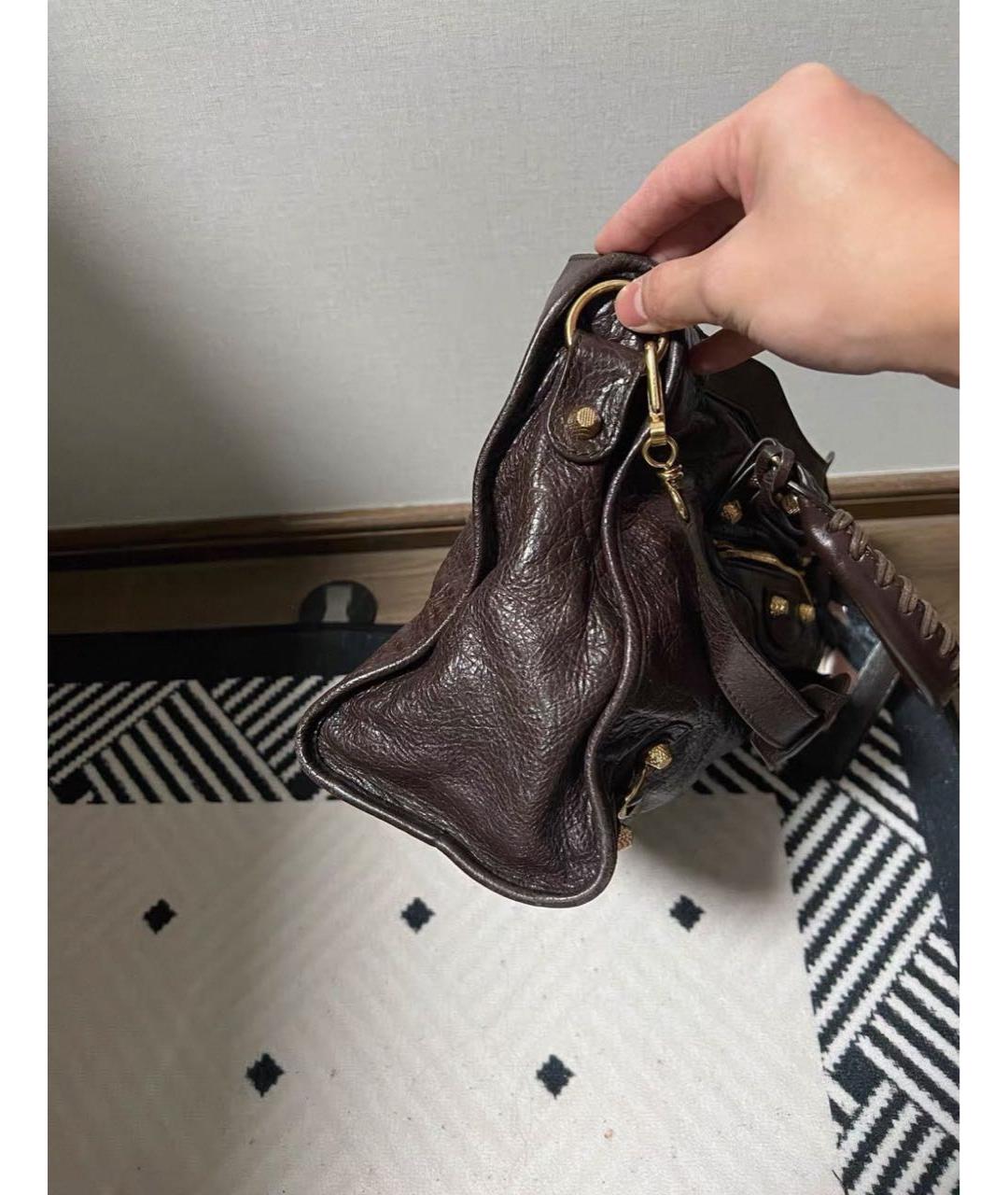 BALENCIAGA Коричневая кожаная сумка с короткими ручками, фото 6