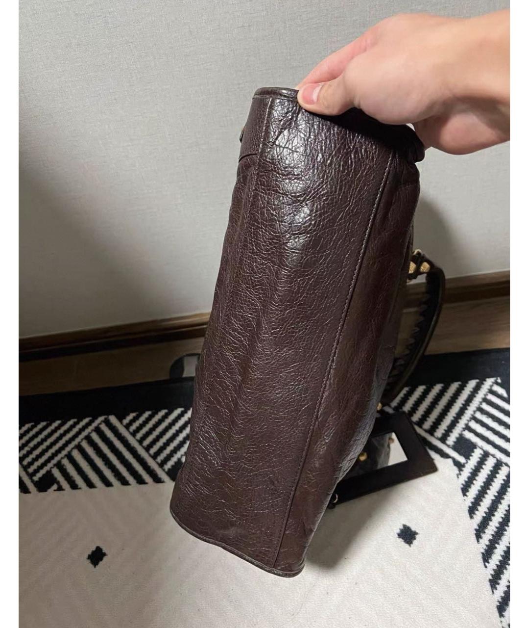 BALENCIAGA Коричневая кожаная сумка с короткими ручками, фото 8