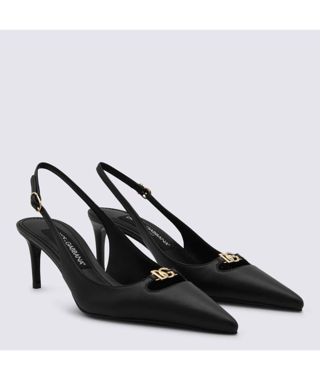 DOLCE&GABBANA Черные кожаные туфли, фото 2