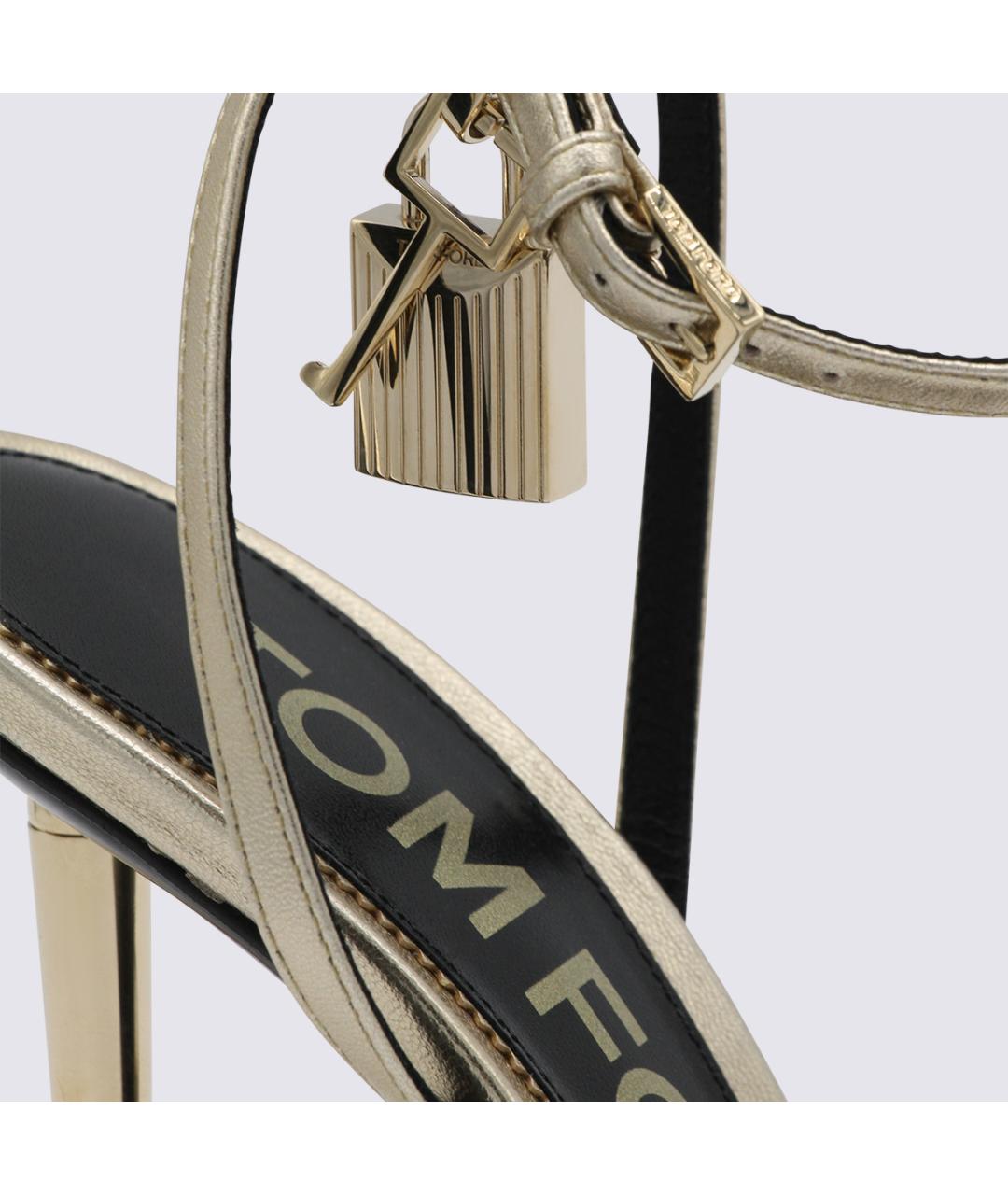 TOM FORD Золотые кожаные босоножки, фото 4