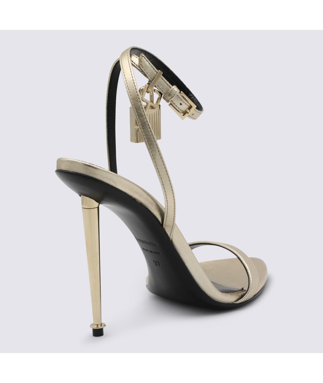 TOM FORD Золотые кожаные босоножки, фото 3