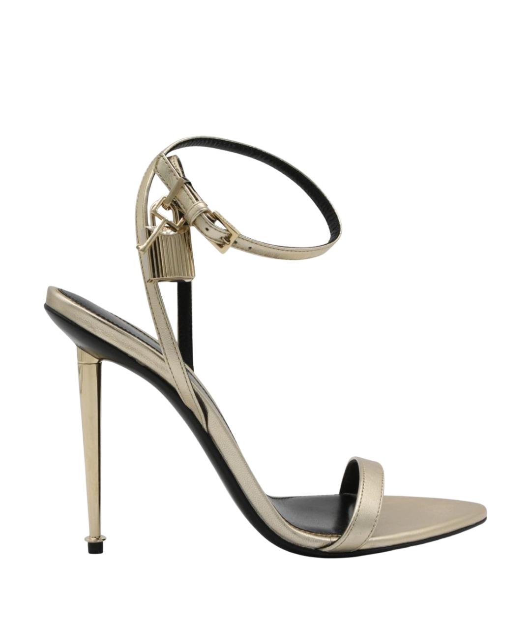 TOM FORD Золотые кожаные босоножки, фото 1