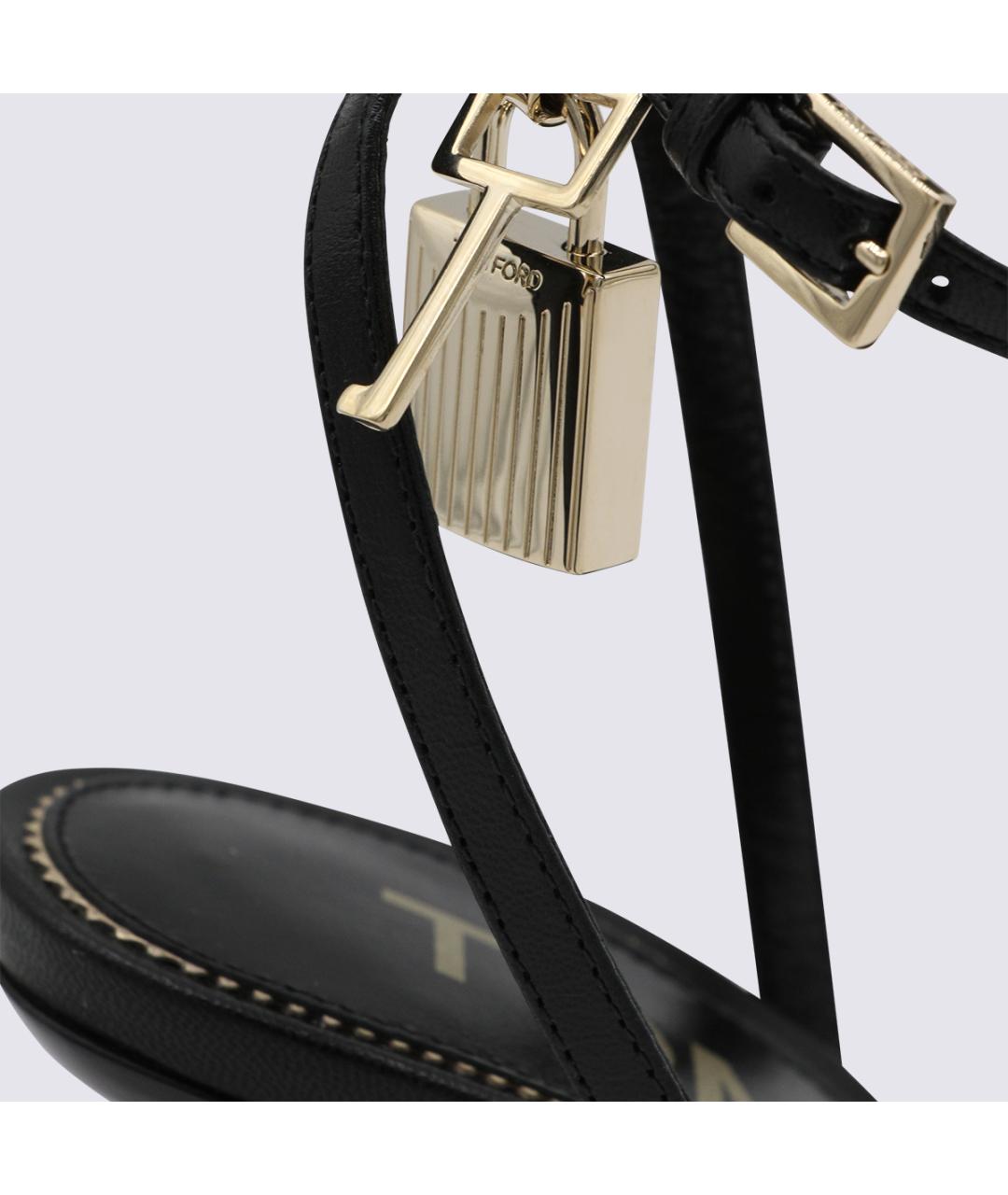 TOM FORD Черные кожаные босоножки, фото 4