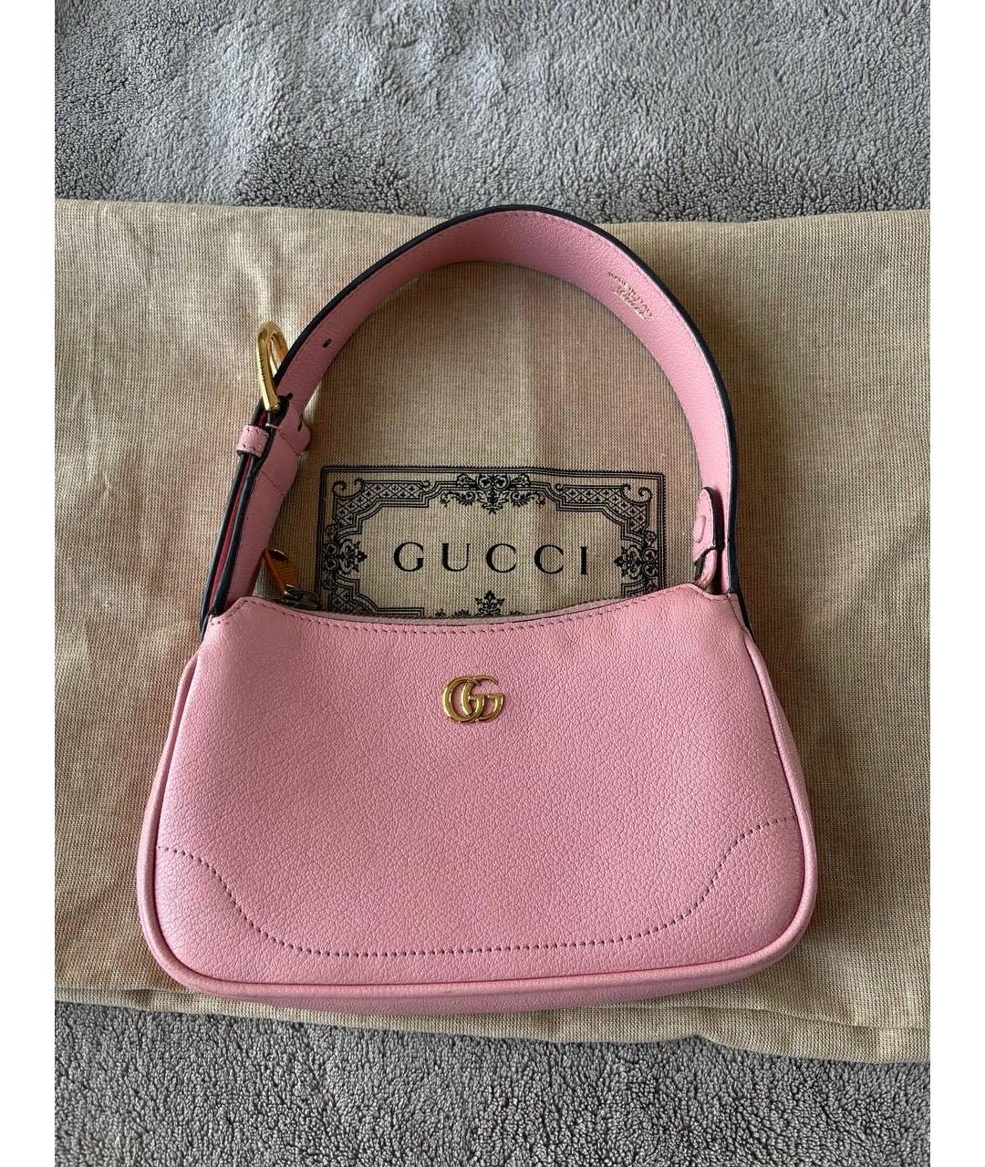 GUCCI Розовая кожаная сумка с короткими ручками, фото 7