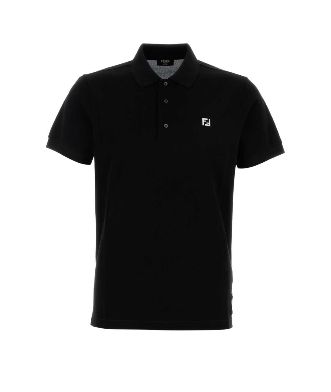 FENDI Черное хлопковое поло с коротким рукавом, фото 1