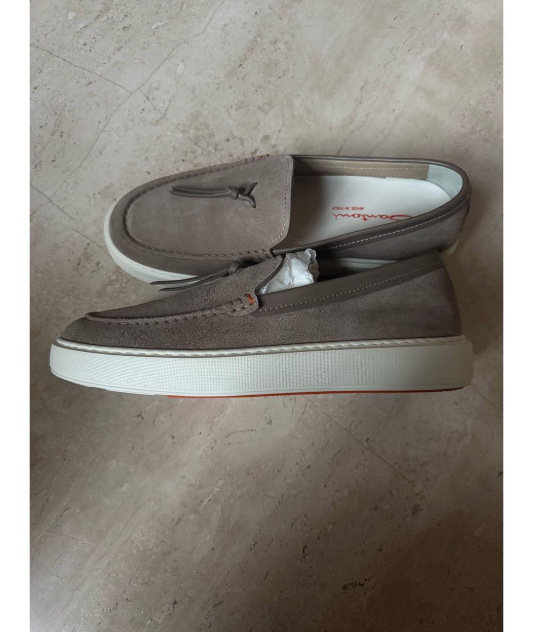 SANTONI Бежевые замшевые лоферы, фото 3