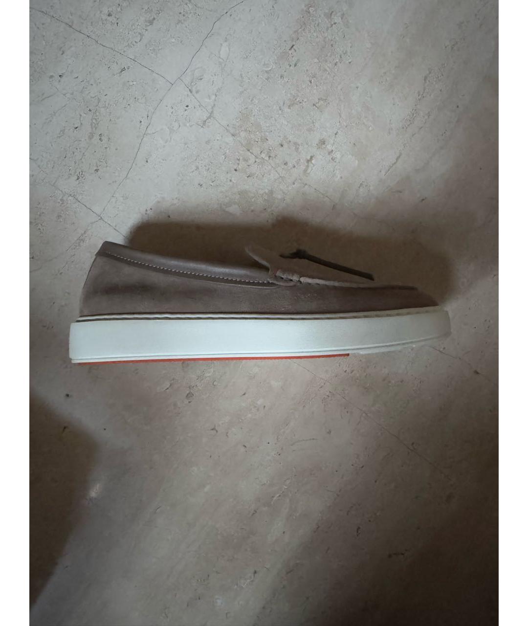 SANTONI Бежевые замшевые лоферы, фото 6